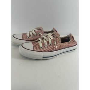 Converse Shoreline Sz 6 Candy Striped Low Top Red White 4th Of July